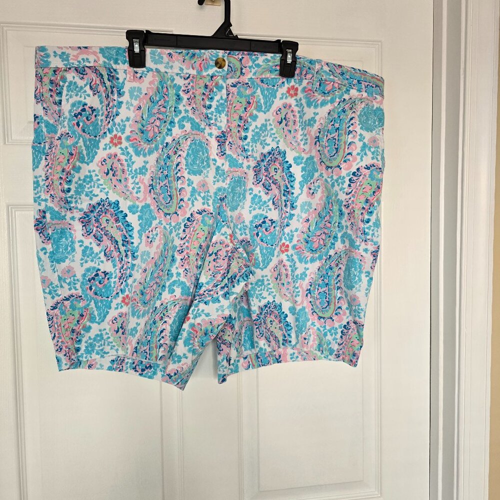 Talbots Girlfriend Chino Shorts Blue Pink Never Worn Size 24W NWOT